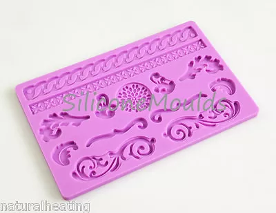 £4.99 • Buy BAROQUE Ornate Silicone Cake Decoration Sugarpaste Fondant Bakeware Mould Mold