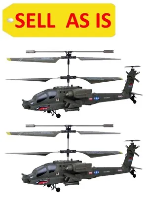 SELL AS IS 2pcs AH64 Apache Military Helicopter RC Gyro Infrared SYMA S109G Used • $4.98