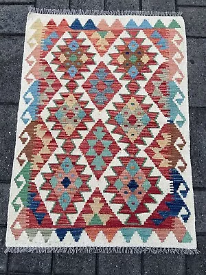 Hand Woven Afghan Wool Kilim Size: 120 X 87 Cm Flat Woven Handmade Floor Rug • $105