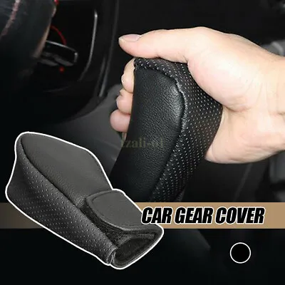 $16 • Buy Black Car Gear Hand Shift Knob Cover PU Leather Handbrake Protector Accessories