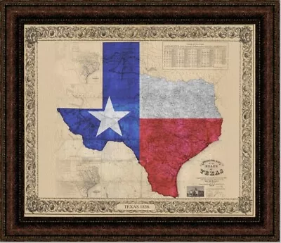 $159 • Buy Texas Color Map | Canvas Or Framed Historic Map Art Print | Various Sizes
