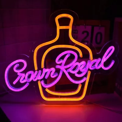 Crown Royal Neon Sign Wall Decor Neon Lights Bedroom LED Beer Man Cave Alcohol • $59.95