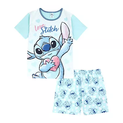 Lilo And Stitch Girls Shorts And T-Shirt Pyjama Set Ages 5 To 15 Years • £12.95