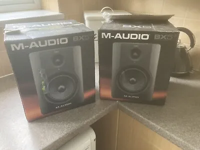 Pair Of M-AUDIO BX5 D2 Studio Monitors - Black 56Hz-22kHz - Tested Working - N33 • £200