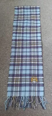 Manchester City Lambswool Scarf Club Crest Lochcarron Of Scotland Blue Chequered • £7