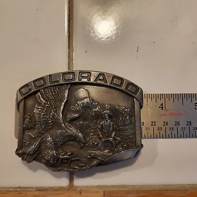 Vintage Colorado Gold Miner/ Eagle/ Mountain Metal Belt Buckle • $11
