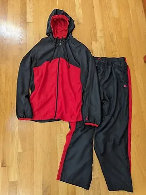 Starter Warm Up Track Suit Black Red Striped Pants Jacket Windbreaker L XL • $65