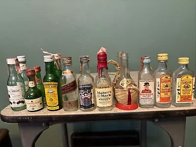 Lot Of 15 Vintage Mini Airline Liquor Bottles All Glass Empty Courvoisier • $9.99