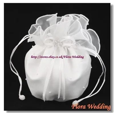 £10.99 • Buy Satin & Organza Bridal Dolly Bag/Flower Girl Bridesmaid Handbag/Communion Pouch