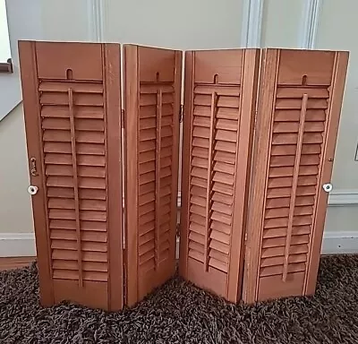 Vtg 24 X32  Stained Wooden Folding Louver Interior Window Shutters Dividers (d3) • $54.14