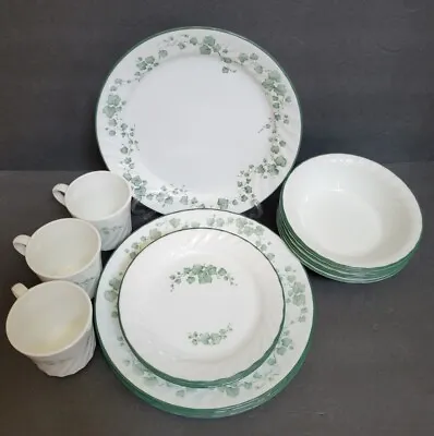 $175.74 • Buy Lot Of 24 Pc Corelle Callaway Ivy Plates Bowls Cups Saucers 18 UNUSED Pcs