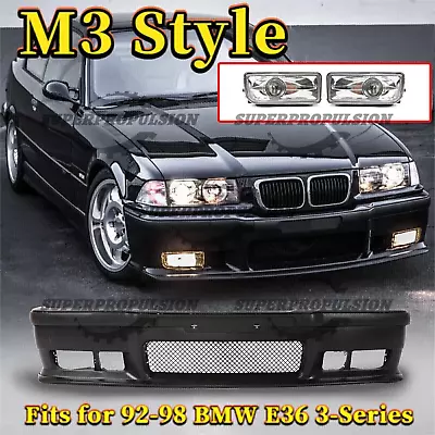 FOR 92-98 BMW E36 3 SERIES M3 STYLE FRONT BUMPER COVER BODY KIT+fog Light • $148.90