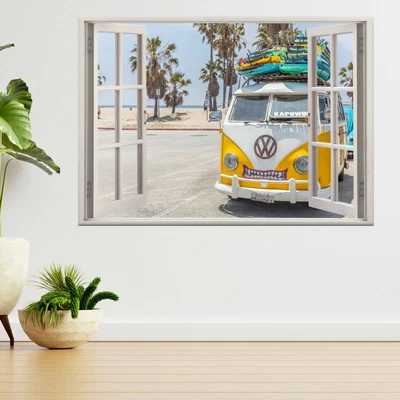 £39.99 • Buy Surf Board Sunny Spring VW Camper 3d Window View Wall Sticker Poster Decal A455