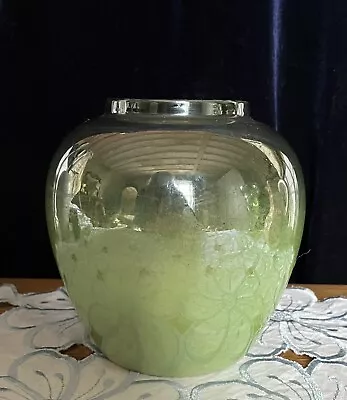 Beautiful Maling Green & Silver Lustre Ware Bowl Gilded Around Rim • £10