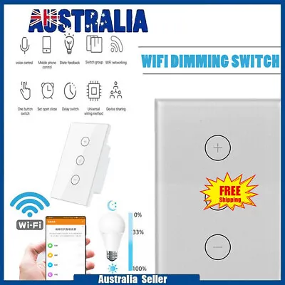 $56.99 • Buy 1/2/3PCS WIFI Smart Dimmer Light Switch Wall Touch Panel For Alexa Google Home
