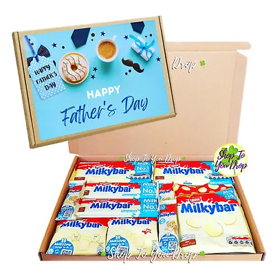 12 ITEM MILKYBAR PERSONALISED FATHERS DAY GIFT BOX Hamper White Chocolate • £26.95