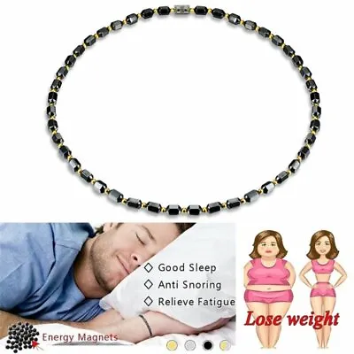 Weight Loss Magnetic Therapy Beaded Necklace Hematite Women Men Health Jewelry • £3.90