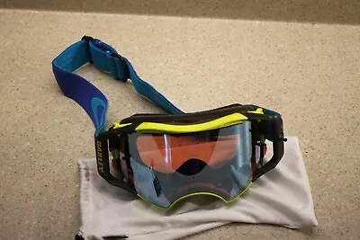 Oakley Airbrake Yellow Blue MX Goggle Adult Tinted Lens 9493 Z2 • $109.11
