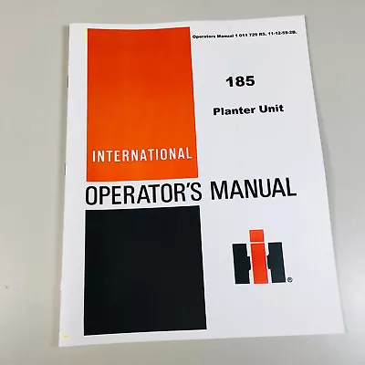 International Mccormick 185 Planter Owners Operators Manual Charts Plate Setting • $14.97