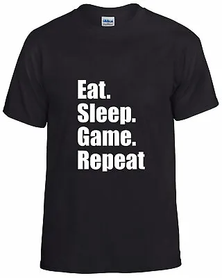 Eat Sleep Game Repeat Funny Gamer PC T-shirt - Tee For Gaming Fans Geeks • £11.49