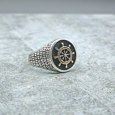 Sailor Silver Men Ring 925 Sterling Silver Nautical Ring • $33.75