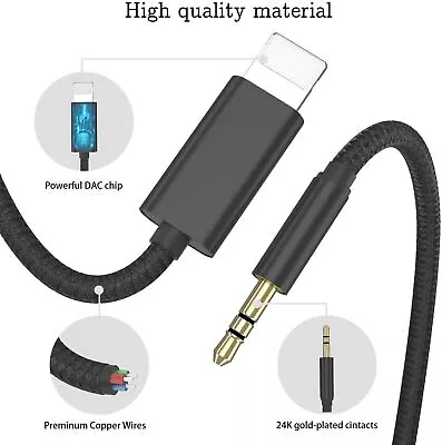 Aux Cable 3.5mm Lead Car Stereo Transfer Audio For Iphone 13 12 11 Pro X XS MAX • £3.16