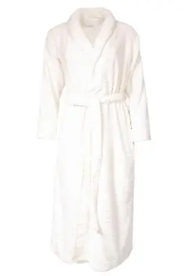 Macys NY Luxury Dressing Gown Warm White Ribbed Velour Soft Thick Cosy Warm • £22.95