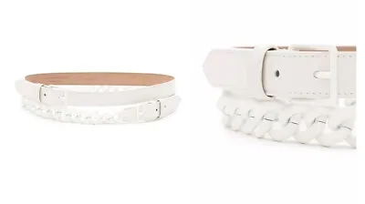 Alexander McQueen Women's White Leather Double-Chain Belt Size 65 Cm / 26 • $500