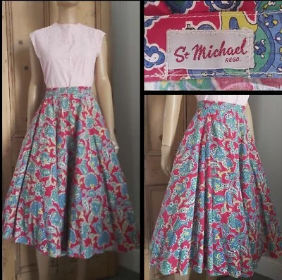 50s-60s Vintage St Michael Novelty Print Full Skirt  • £38