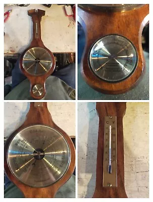 Vintage Wood Barometer And Thermometer • £5