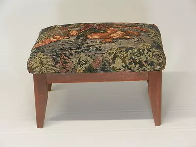 Hand Made Pictorial Tapestry Footstool With Solid Wood Frame • $139