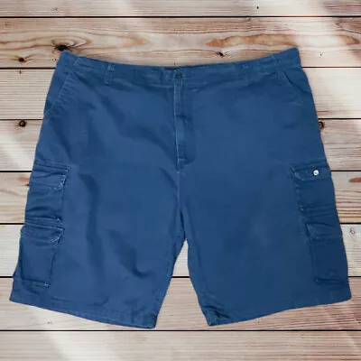 Plugg Mens Navy Blue Cargo Shorts Lots Of Pockets Flat Front Size 48 • $14.95