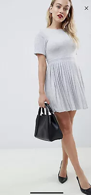 £5 • Buy Asos Grey Pleated Skirt Dress - Size 12 