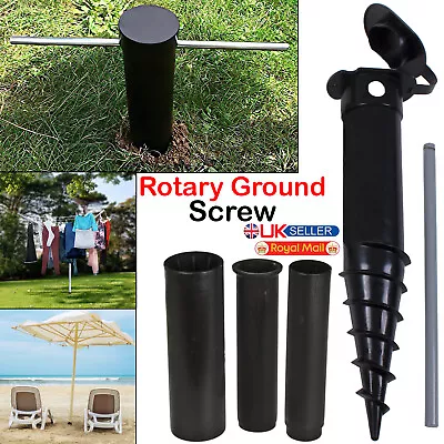 Heavy Duty Screw Spike In Ground Parasol Soil Pulley Rotary Airer Whirly Washing • £8.15