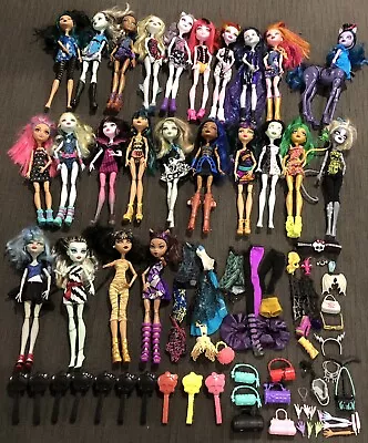 Monster High Dolls Bulk Lot Of 24 Dolls & Accessories • $165.15