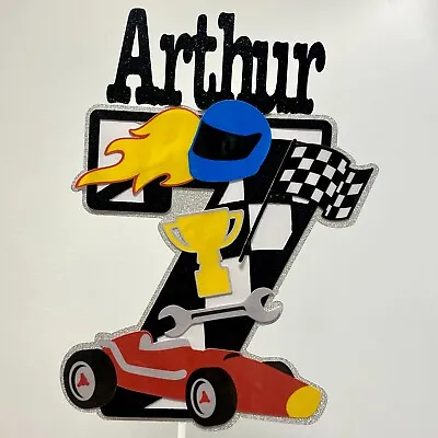 Personalised Cake Topper – Race Car F1 Car UK 1st Class Birthday • £6