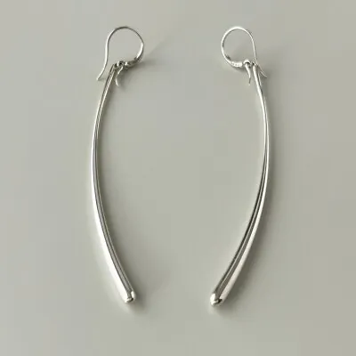 GEORG JENSEN Long Drop Hook Earrings Sterling Silver 925 GJ Vintage • $320