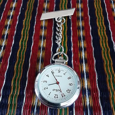 Pre-Owned Stainless Steel Nurses Fob Watch On A I.D.Bar With A Brooch Back • $32