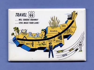 Route 66 Map Postcard *2x3 Fridge Magnet* Tourist Directions Vintage Highway  • $8.95