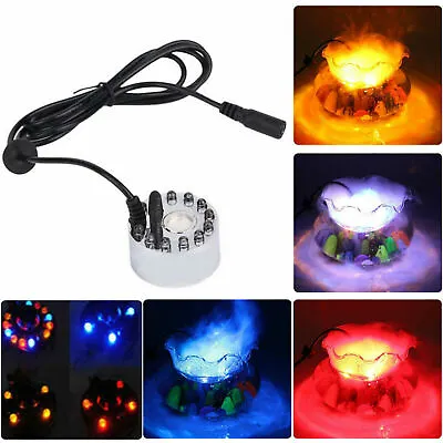 12 LED Ultrasonic Mist Maker Fogger Water Fountain Pond Colourful Humidifier • $9.99