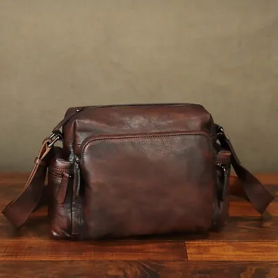 Genuine Leather Men Shoulder Bag Crossbody Bag Vintage Sling Messenger Purse • $138