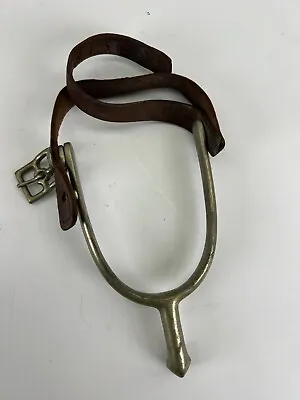 US AB August Buermann Brass Ball End Humane Spurs Leather Strap Military Calvary • $15