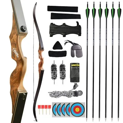 60  Takedown Recurve Bow 20-60lbs Arrow Set Archery RH LH Hunting Bow Training • $90.23