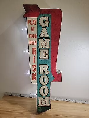 Vintage Double-Sided Metal Marquee-Style Light Up Game Room Metal Wall Decor • $42.99