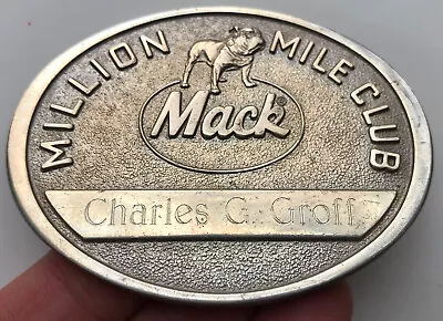 Million Mile Club Mack Truck Trucker Semi Driver 1980s Vintage Belt Buckle Named • $75