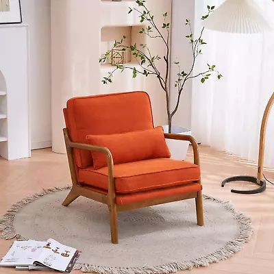 Accent Chair Mid-Century Modern Chair With Pillow Upholstered Lounge Arm Chair W • $217.86