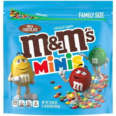 New M&M's Minis Milk Chocolate Candy Family Size - 16.9 Oz Bulk Bag • $11.96