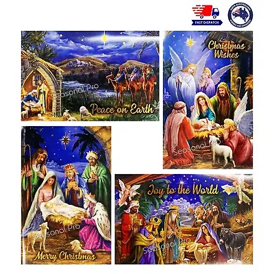 10-40pk Christmas Greeting Cards & Envelopes Gold Foil Xmas Religious Designs AU • $9.95