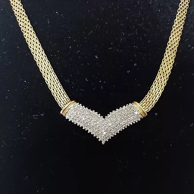 1 Ct. T.W. Diamond Cluster Neckless 10k Yellow Gold Diamond V Shape ( NOT LAB ) • $1655