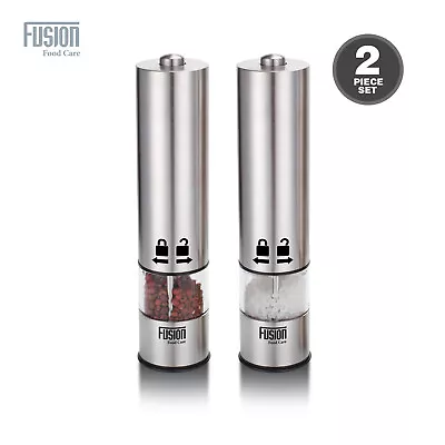 Set Of 2  Electric Salt & Pepper Grinder Adjustable Coarseness With Light Auto • £11.50